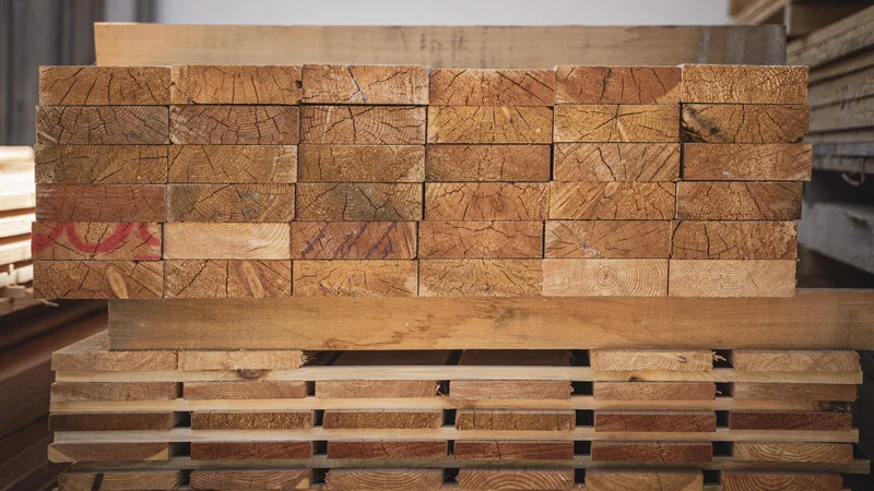 RawmanPictures - Sebastian Schiefermayr | Sägewerk Löberbauer | Gestapelte Holzbalken in Sägewerk für Bauprojekte: Hochwertiges Baumaterial und Holzverarbeitung.