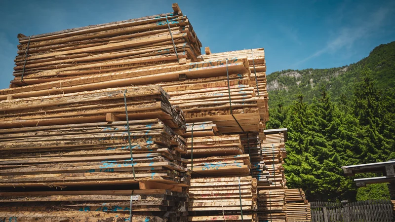 RawmanPictures - Sebastian Schiefermayr | Sägewerk Löberbauer | Holzstapel im Freien unter blauem Himmel, ideales Motiv für Naturfotografie.