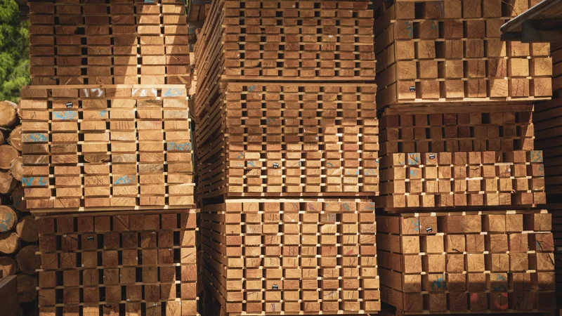 RawmanPictures - Sebastian Schiefermayr | Sägewerk Löberbauer | Stapel von Holzlatten, bereit zur Verarbeitung in der Bauindustrie.