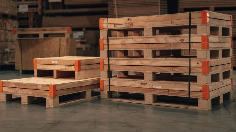 RawmanPictures - Sebastian Schiefermayr | Firmenshooting EasyBox GmbH | Holzpaletten im Lager: Industrielle Logistiklösungen und nachhaltige Verpackungsoptionen.