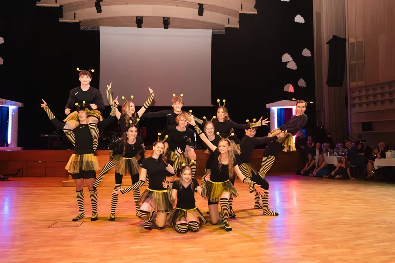 RawmanPictures - Sebastian Schiefermayr | Maturaball HTL1 | Tanzgruppe in Bienenkostümen bei einer energiegeladenen Bühnenperformance. Eventfotografie Highlight.